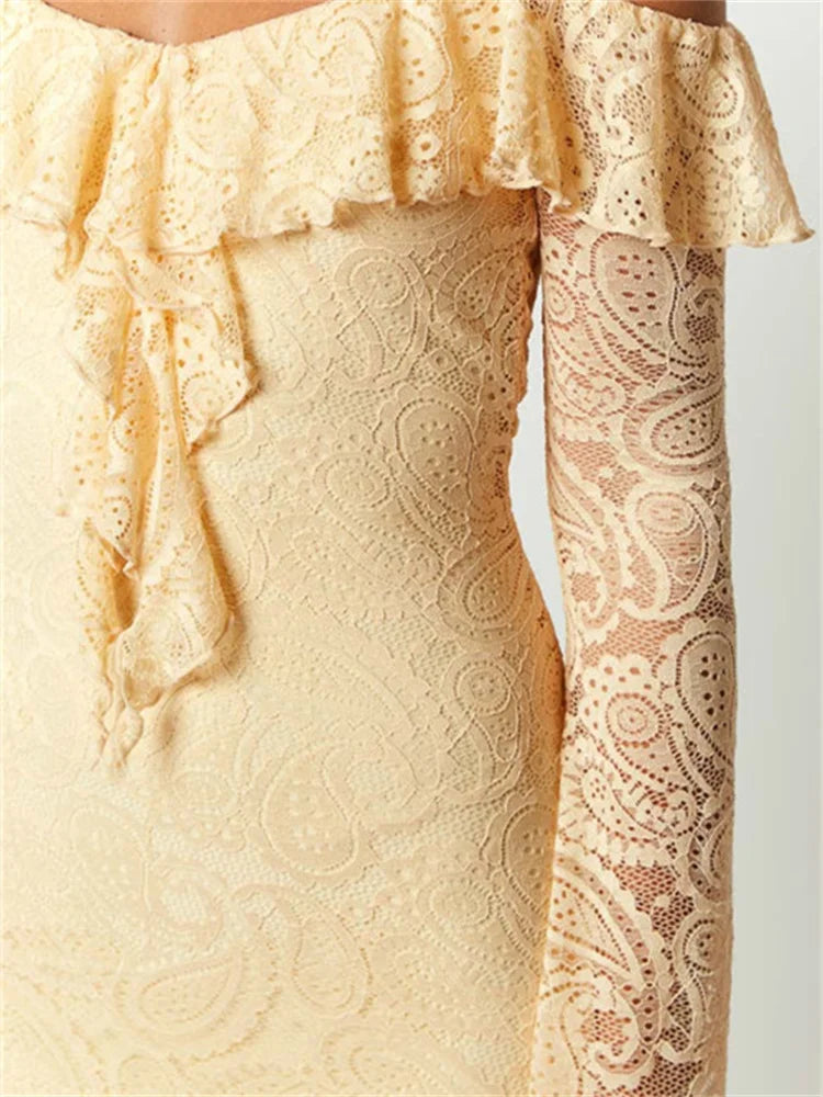 Romantic Lace OffShoulder Ruffled Mini Dresses - View 6