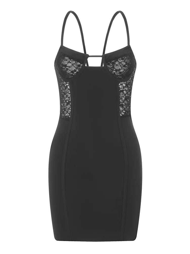 Lace Backless Spaghetti Strap Mini Dresses - View 6