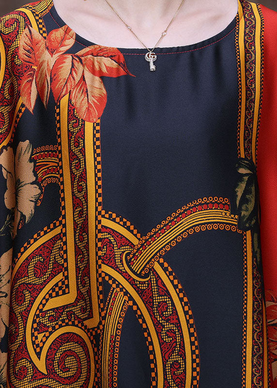 Oversized Floral Print Kaftan Round Neck Batwing Sleeve Maxi Dress - View 5