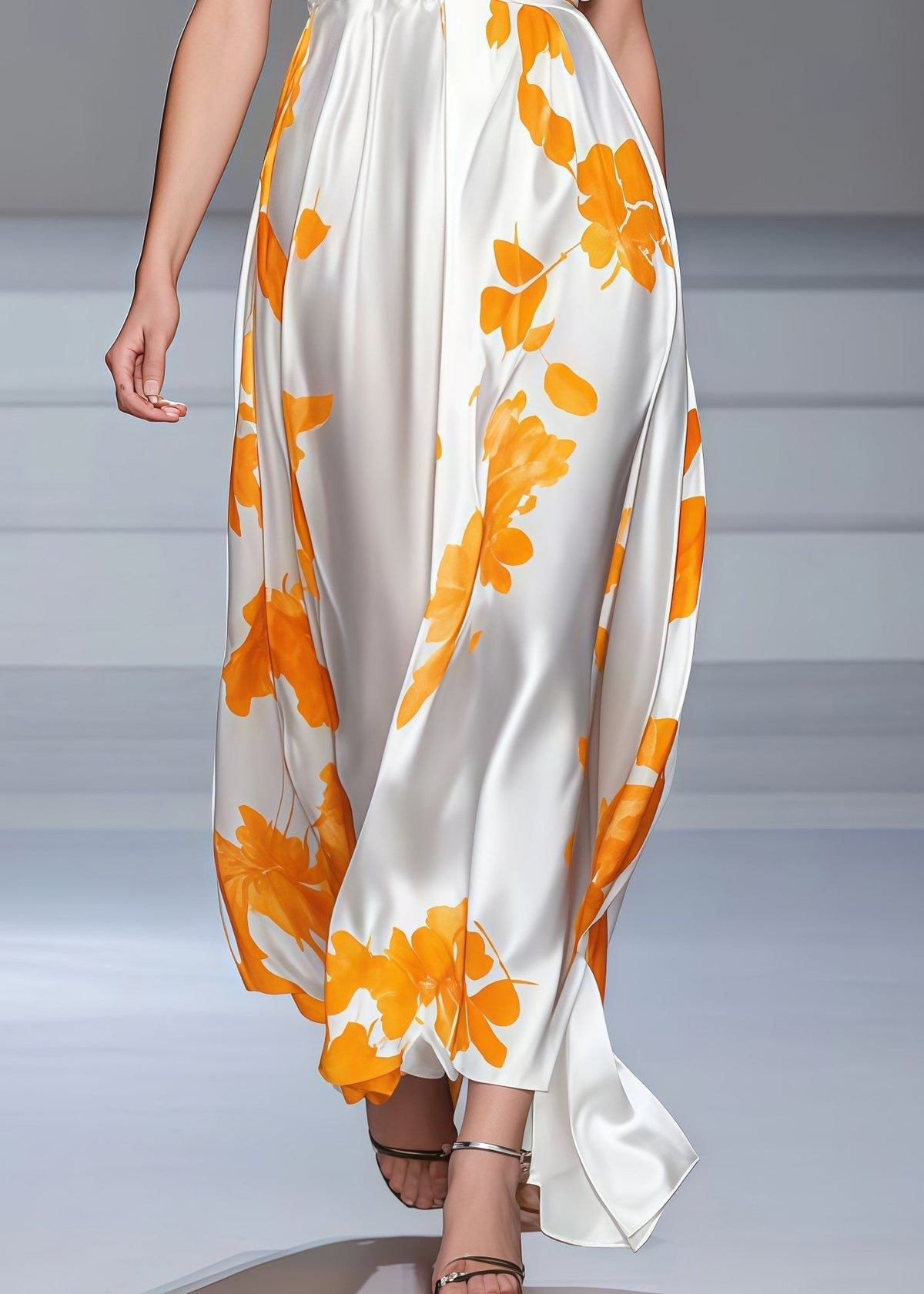 Floral Print Deep V-Neck Sleeveless Empire Waist A-Line Maxi Dress - View 4