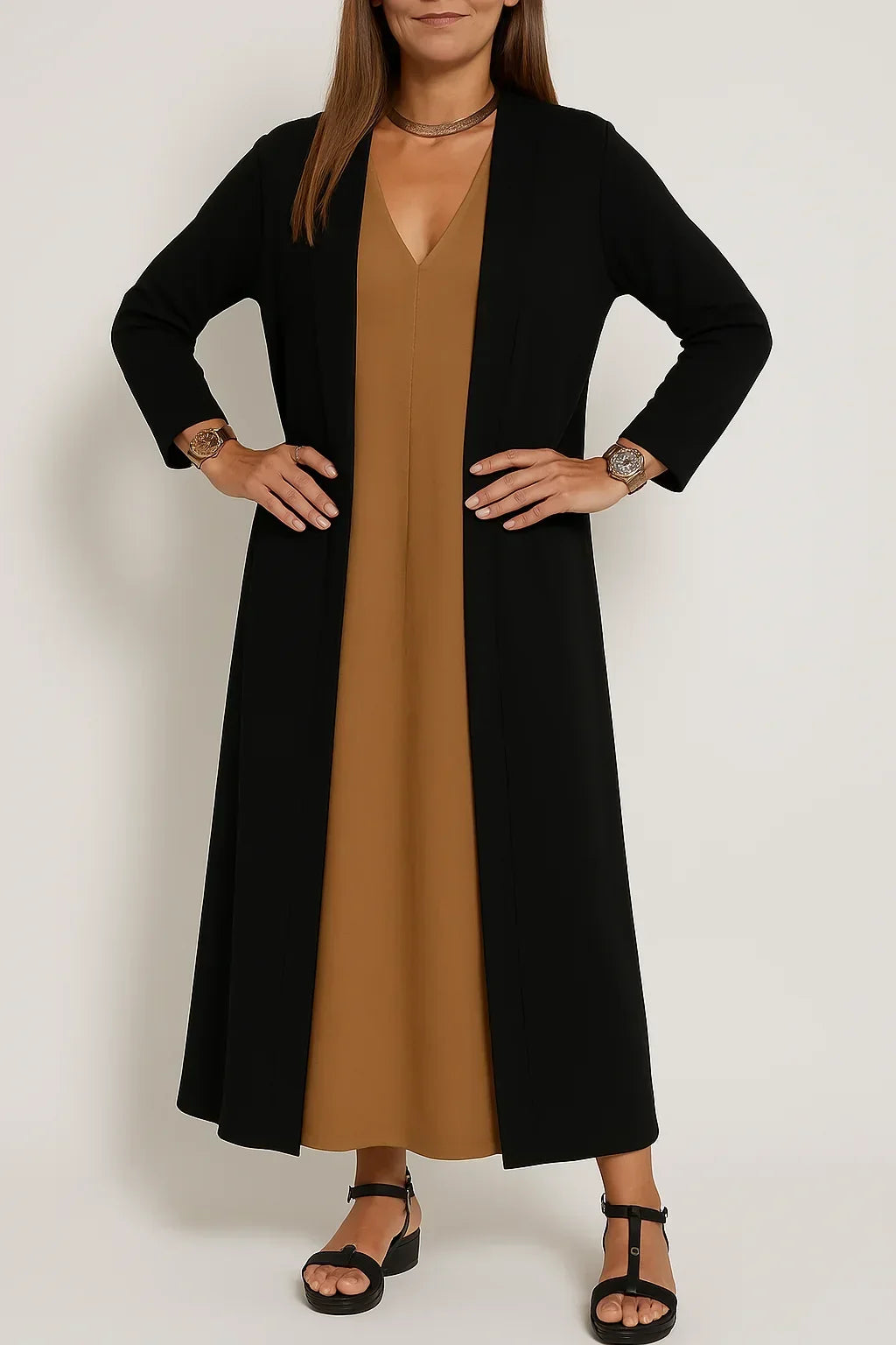 Sleeveless Maxi Dress and Duster Cardigan Two Piece Set 22