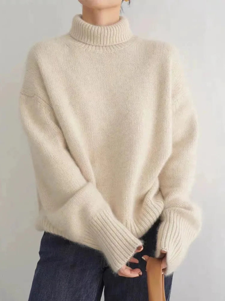 Turtleneck Drop Shoulder Oversized Sweater 2