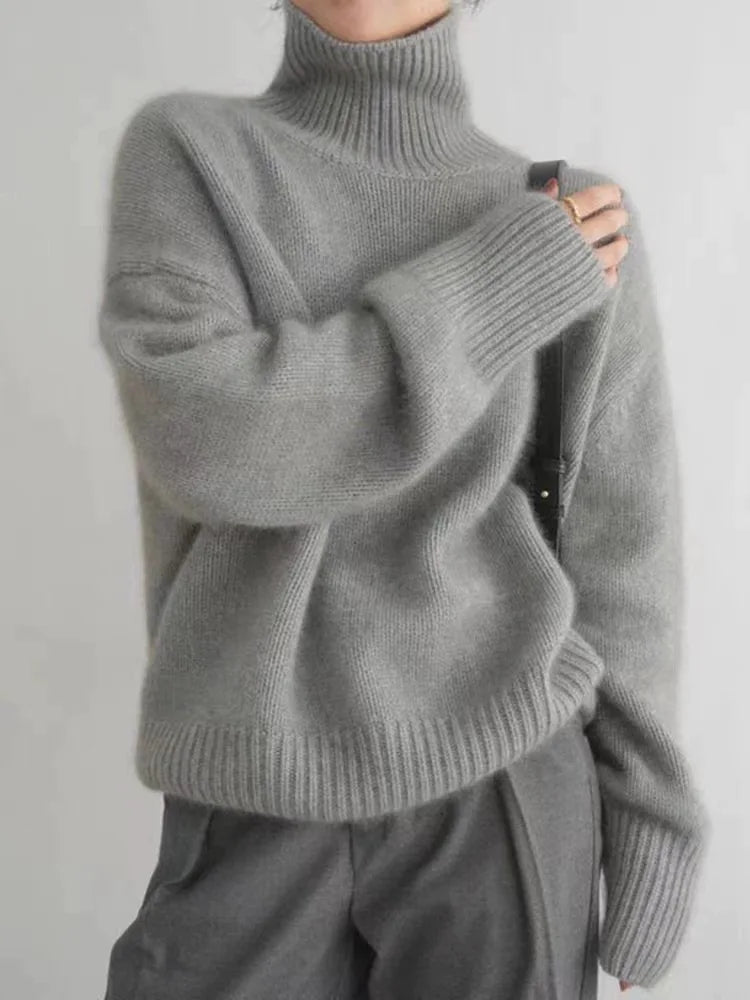 Turtleneck Drop Shoulder Oversized Sweater 3