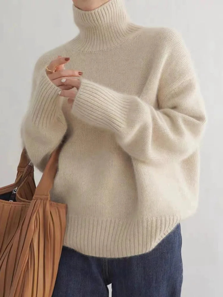 Turtleneck Drop Shoulder Oversized Sweater