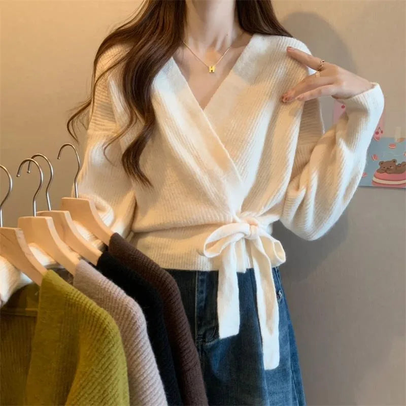 Tie-Up Waist Slimming Knit Cardigan