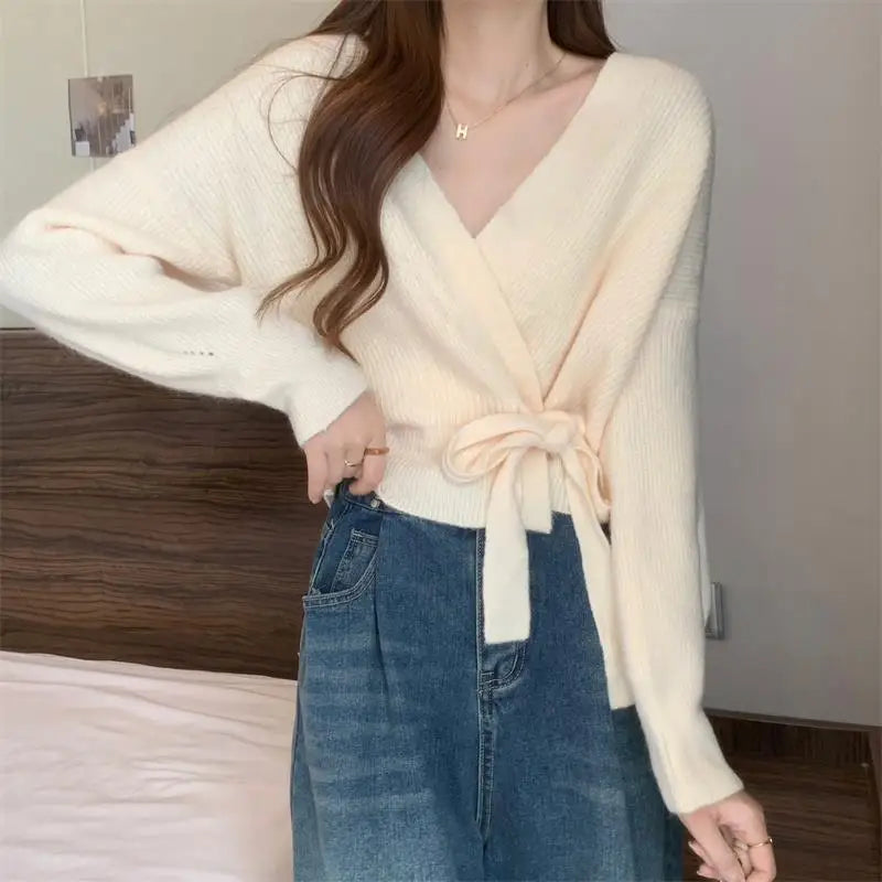 Tie-Up Waist Slimming Knit Cardigan