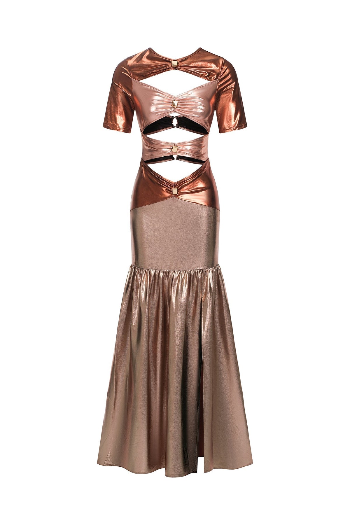 Metallic Cut Out Maxi Dress