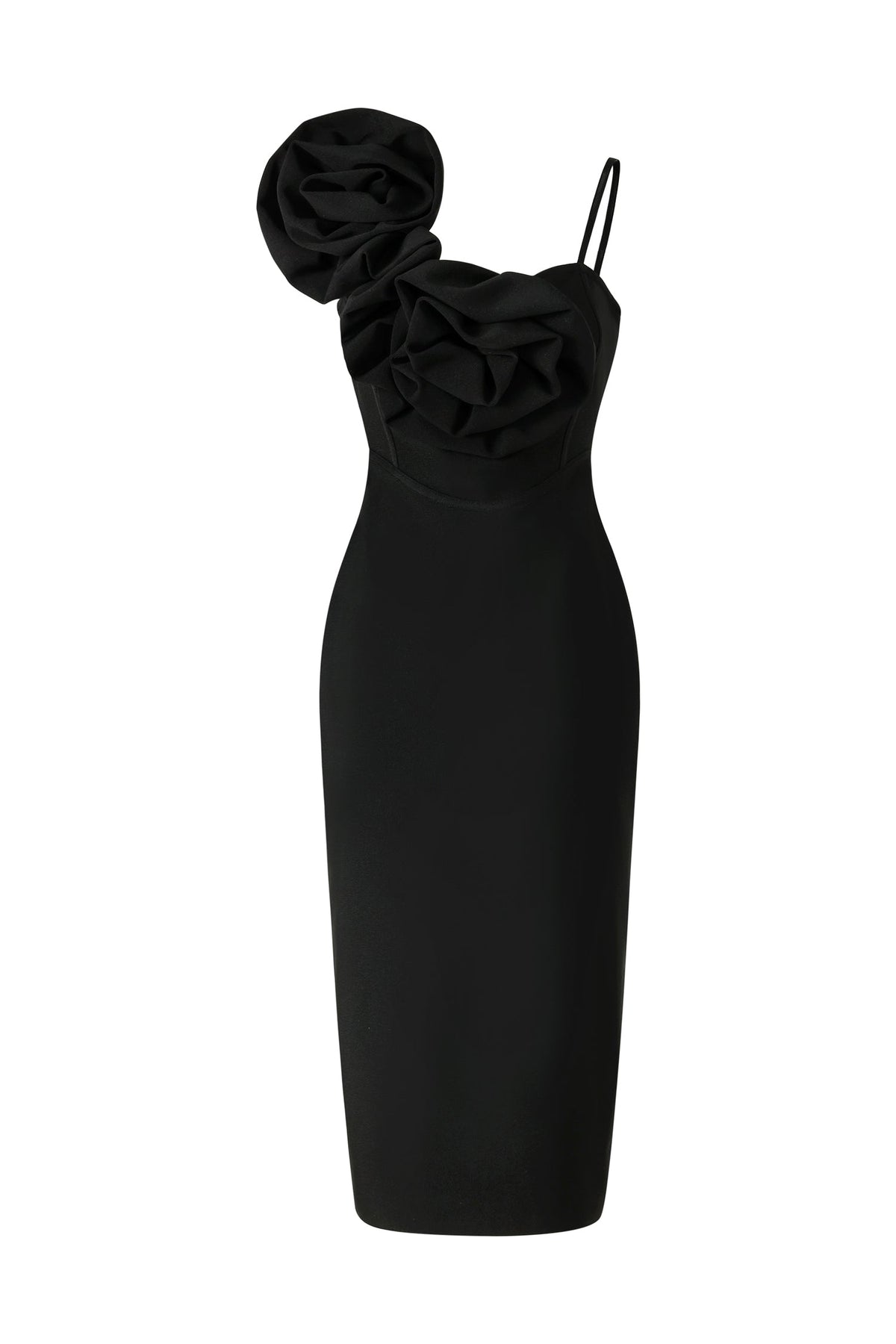 Spaghetti Strap Rosette Corset Bodycon Midi Dress - View 7