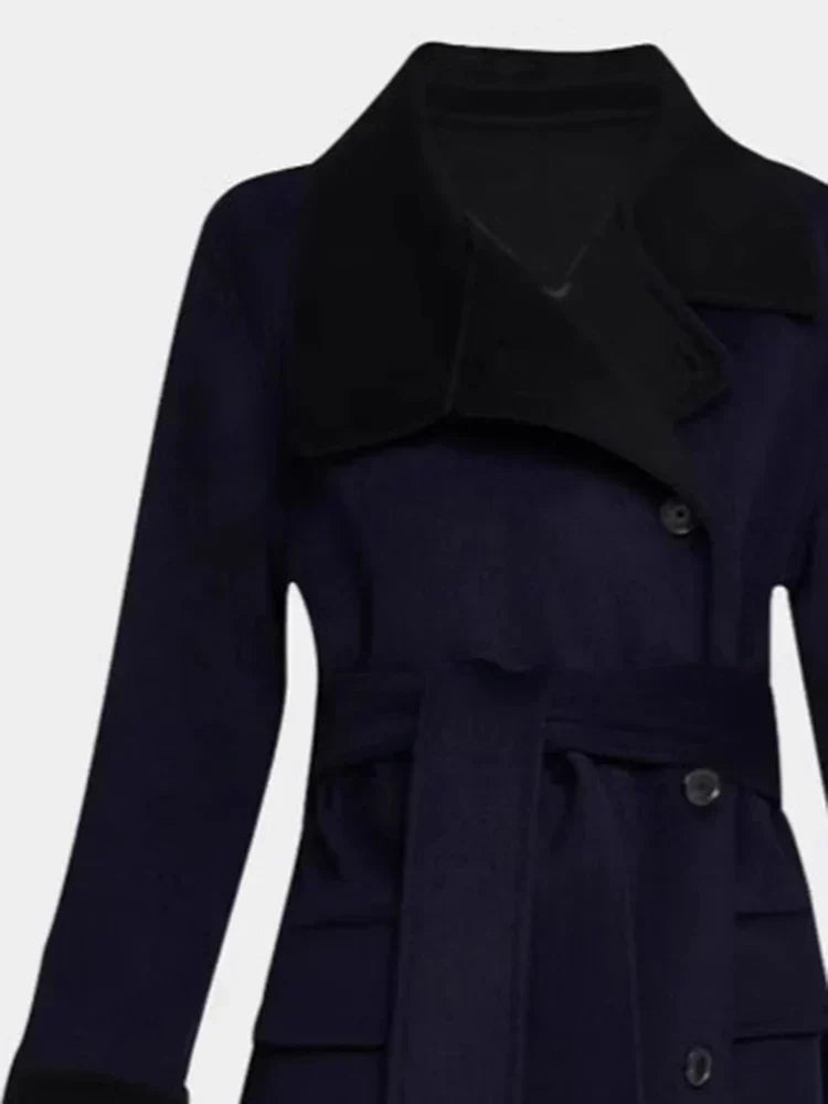 Color Lapel Slim Single-Breasted Overcoat