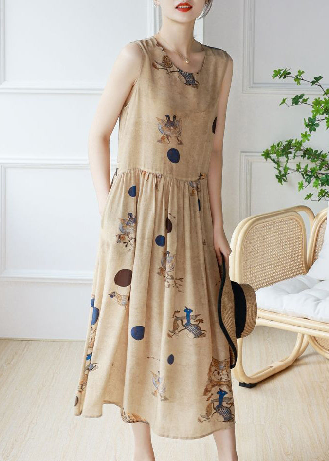Round Neck Sleeveless Belted A-Line Chiffon Midi Dress - View 2