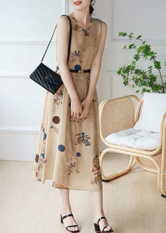 Round Neck Sleeveless Belted A-Line Chiffon Midi Dress - View 4