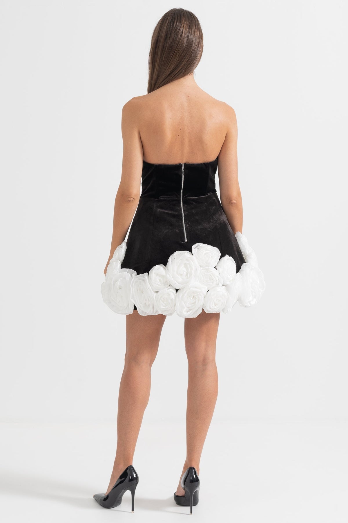 Strapless Corset Bodice 3D Rosette Embellished Mini Dress - View 5
