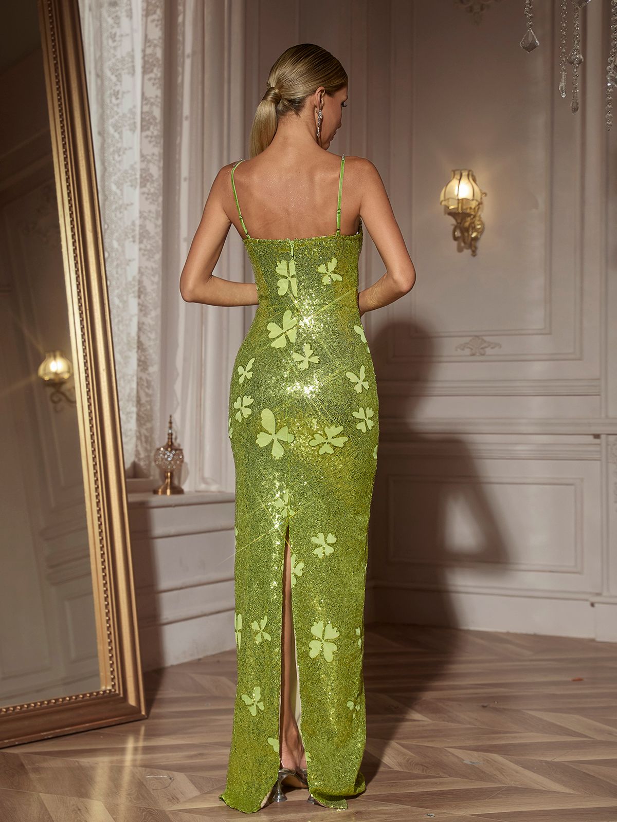 Butterfly Rhinestone Sequin  Maxi Dress - View 6