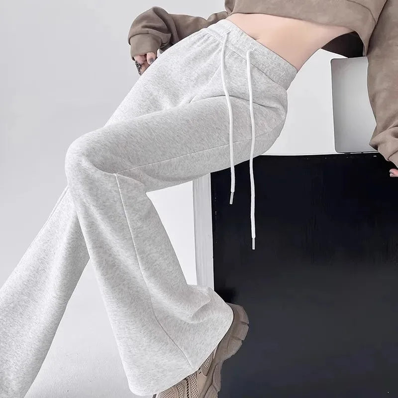 Gray High Waist Flared Sweatpants