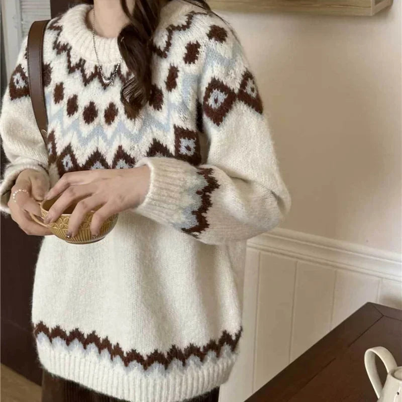 Vintage Fair Isle Loose Preppy Sweater