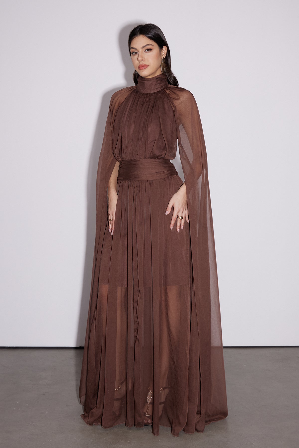 Dylan Backless Ruch Mesh Maxi Dress - View 3