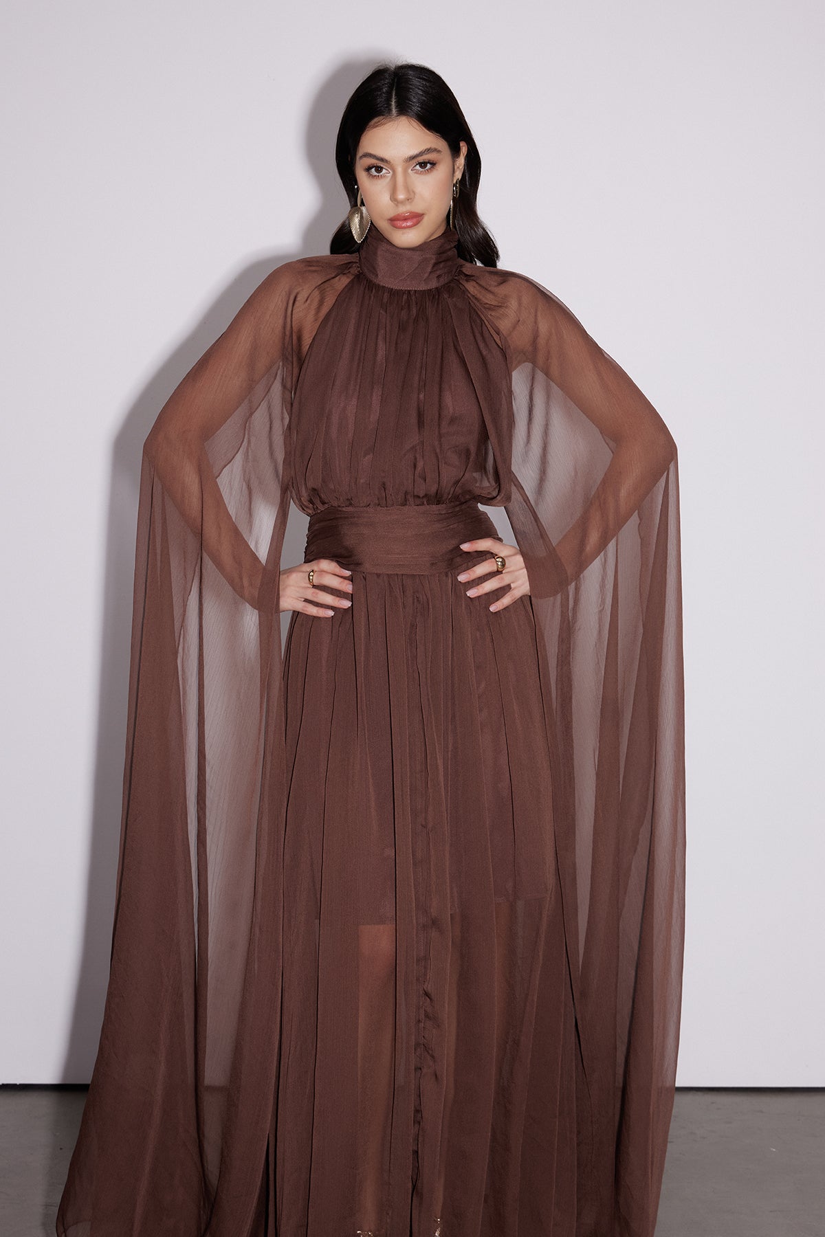 Dylan Backless Ruch Mesh Maxi Dress - View 5