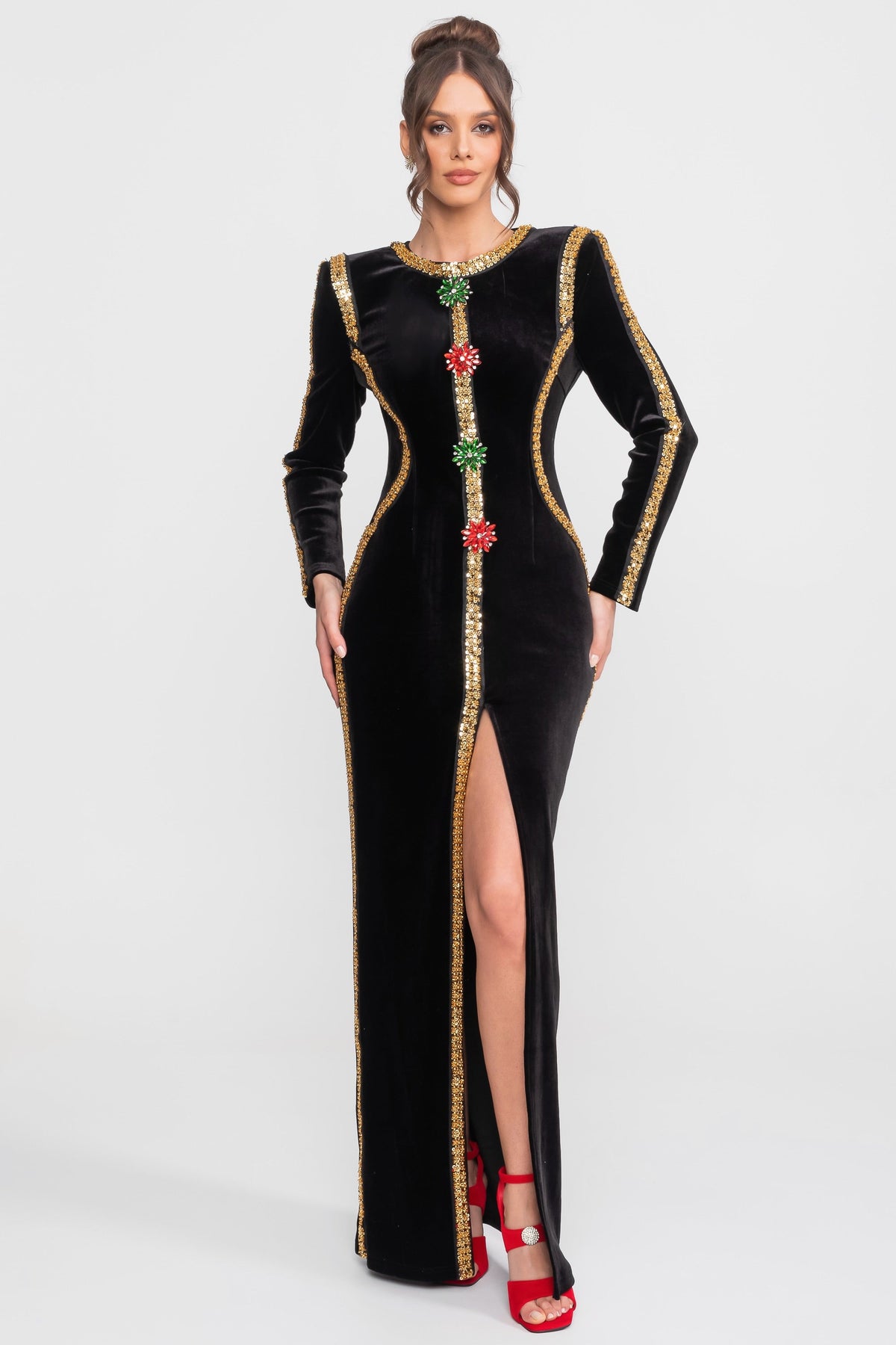 Velvet Maxi Dress - Black