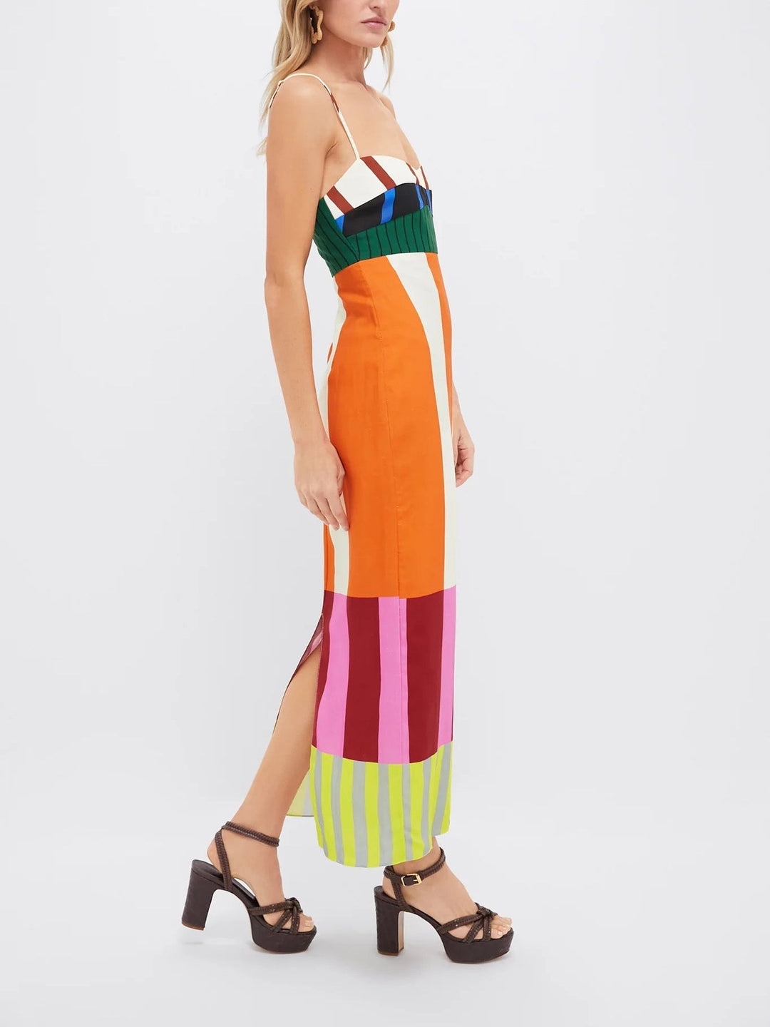 Striped Spaghetti Strap Column Maxi Dress 3