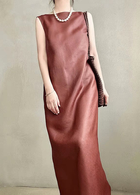 Sleeveless Boat Neck Column Straight Floor Length Maxi Dress - View 3