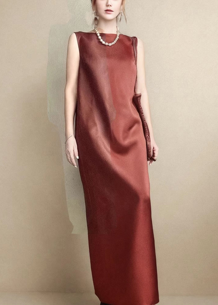 Sleeveless Boat Neck Column Straight Floor Length Maxi Dress - View 4