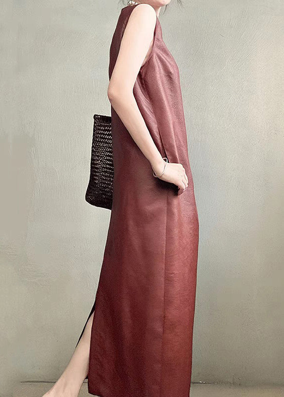 Sleeveless Boat Neck Column Straight Floor Length Maxi Dress - View 5