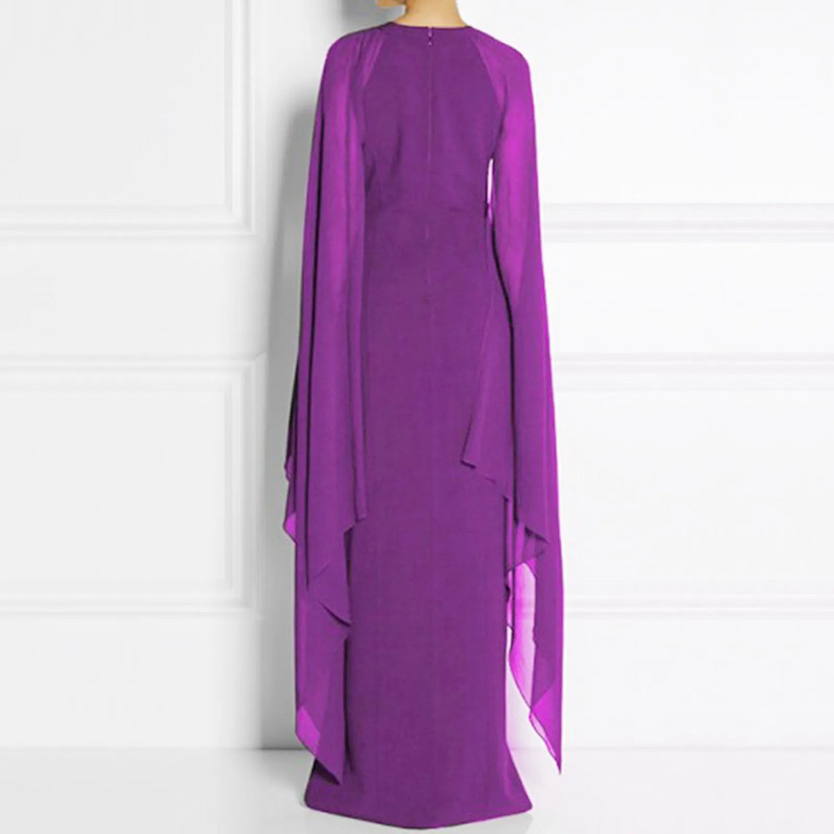 Summer Maxi Chiffon Cape Long High Slit Irregular Batwing Dress - View 5