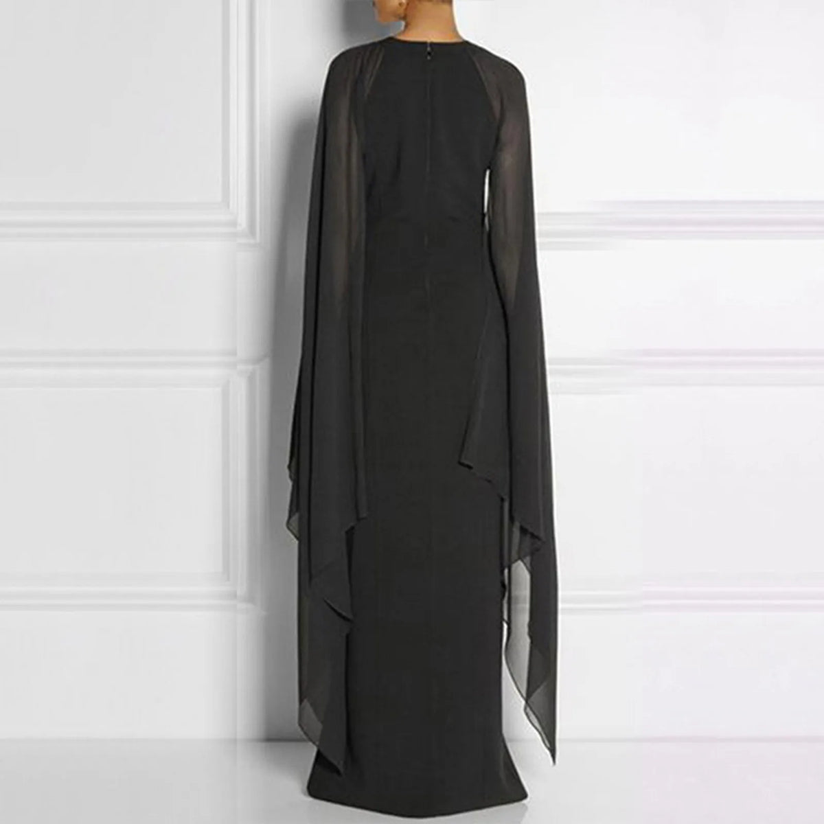 Summer Maxi Chiffon Cape Long High Slit Irregular Batwing Dress - View 6
