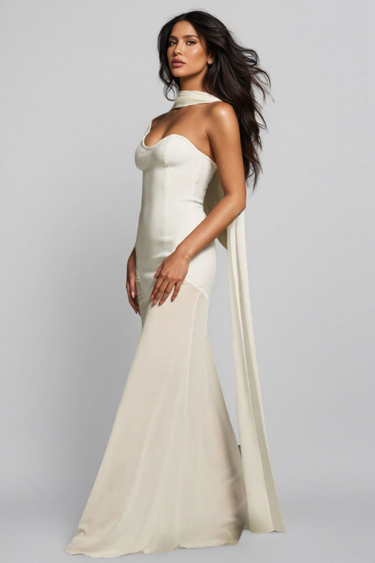 Tyvef Strapless Draped Bandage Maxi Dress - View 3