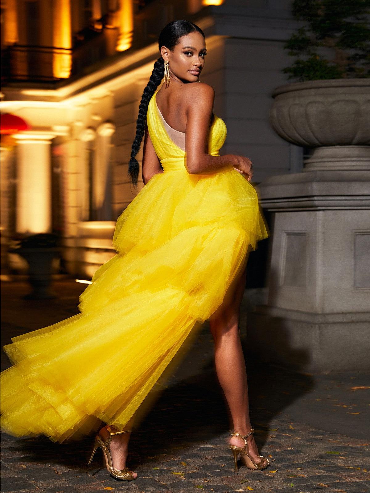 Essie One Shoulder Tulle Maxi Dress - View 3