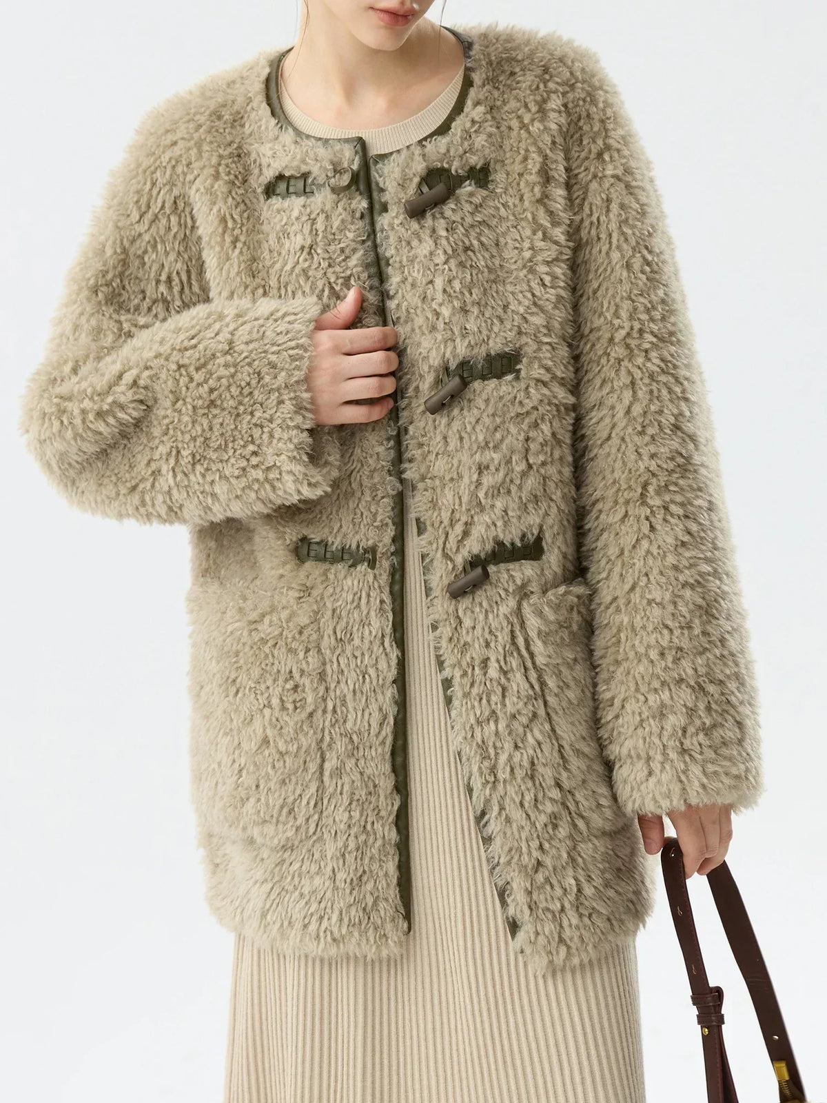 Office Lady One-Piece Lamb Coat
