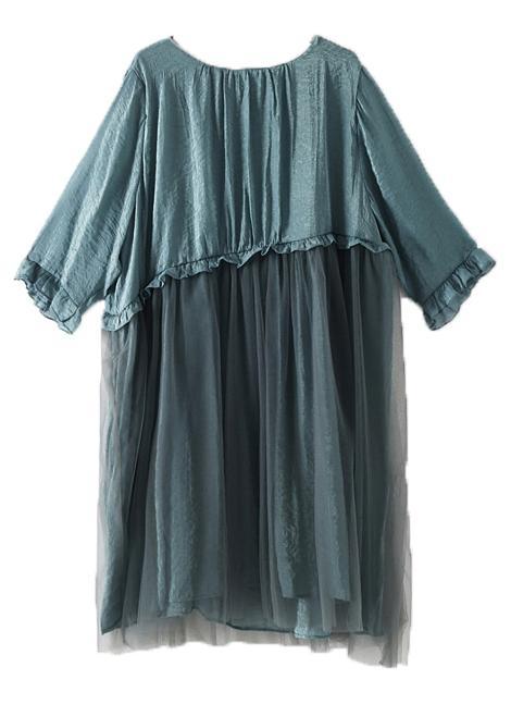 Tulle Layered Empire Waist Round Neck Long Sleeve Midi Dress - View 4