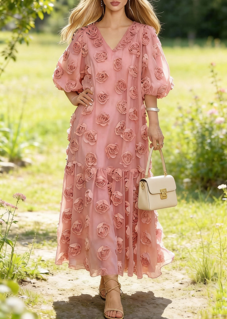 Tulle Floral Fitted Midi Dress - View 5