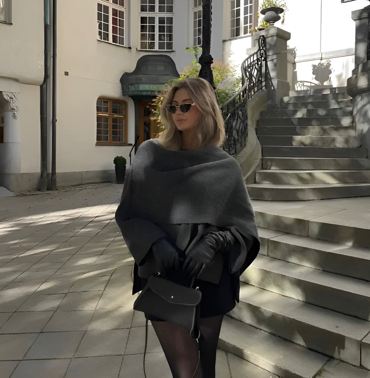 Draped Front Knit Cape Poncho 10