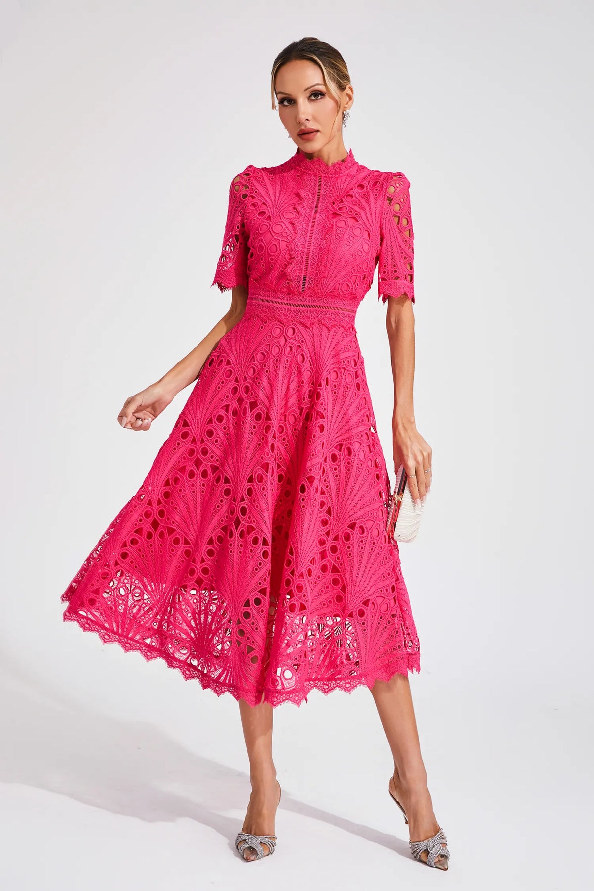 Hallie | Lace Midi Dress - View 3