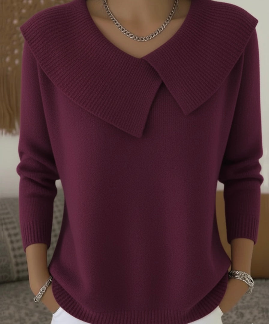 Oversized Lapel Collar Long Sleeve Knit Sweater 6