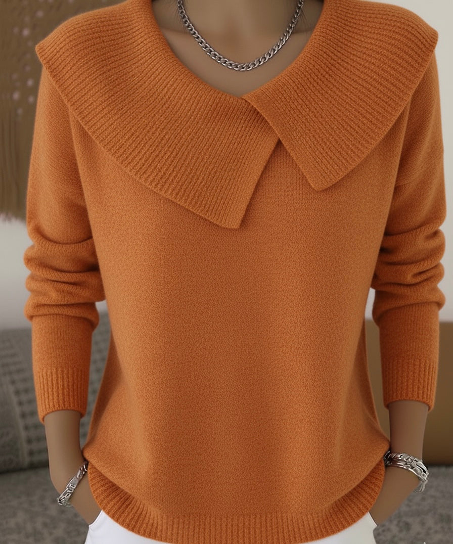 Oversized Lapel Collar Long Sleeve Knit Sweater 8