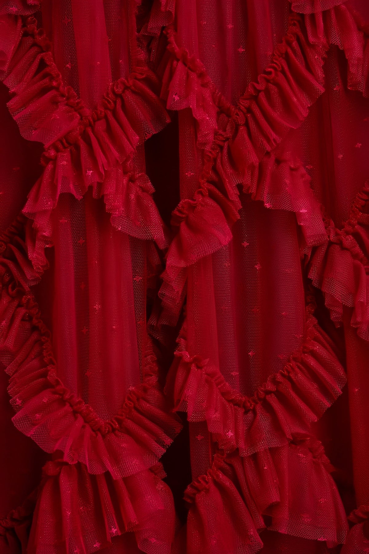 Luni Red Ruffle Lace Maxi Dress - View 5