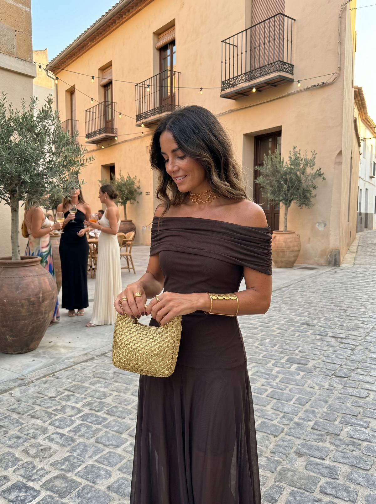 Abstract Print Chiffon One Shoulder Ruched Maxi Gown 16