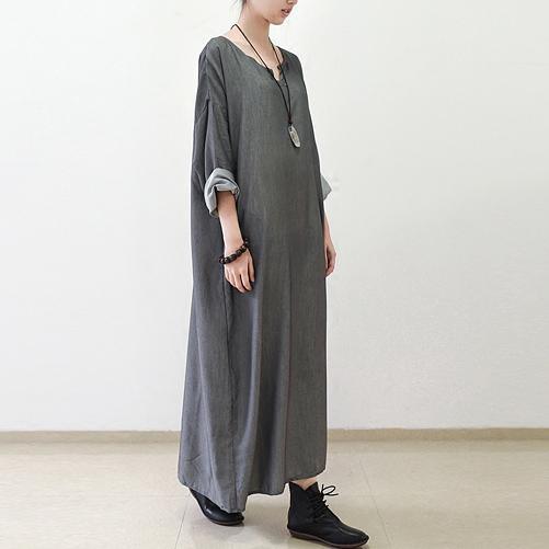 Gray Silk Dresses Fall Maxi Dress Long Sleeve Maxi Dress - View 3