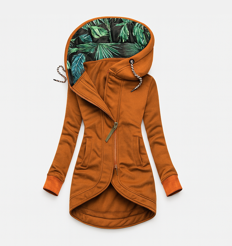 Hooded Asymmetric Zip Front Pocket Longline Jacket 3