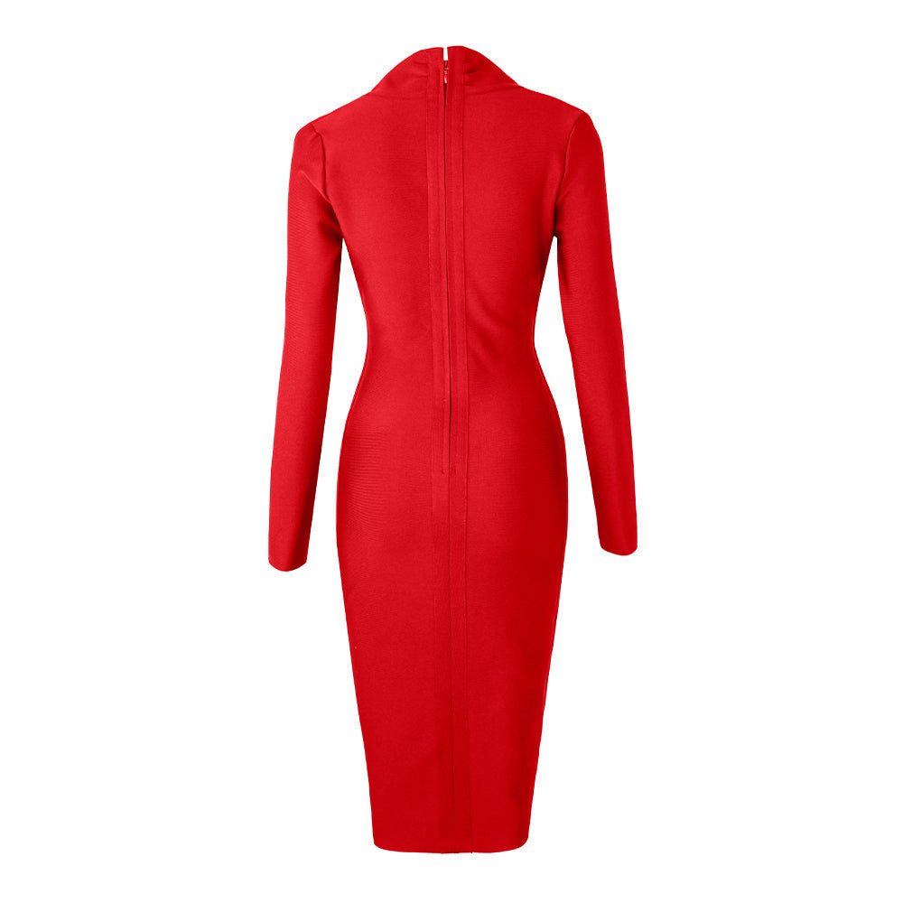 Full Gown Celebrity Club Gown - V Bodycon Deep Bandage