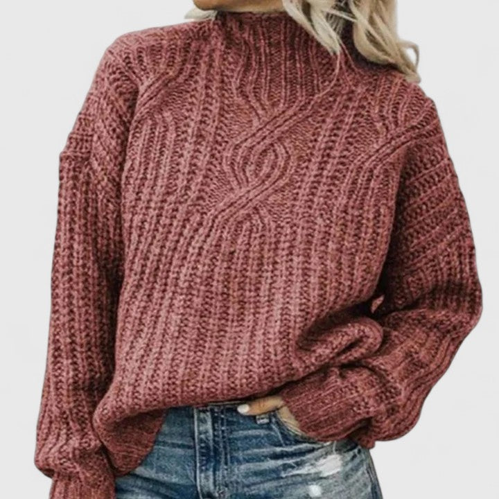 Mock Neck Cable Knit Oversized Sweater 3