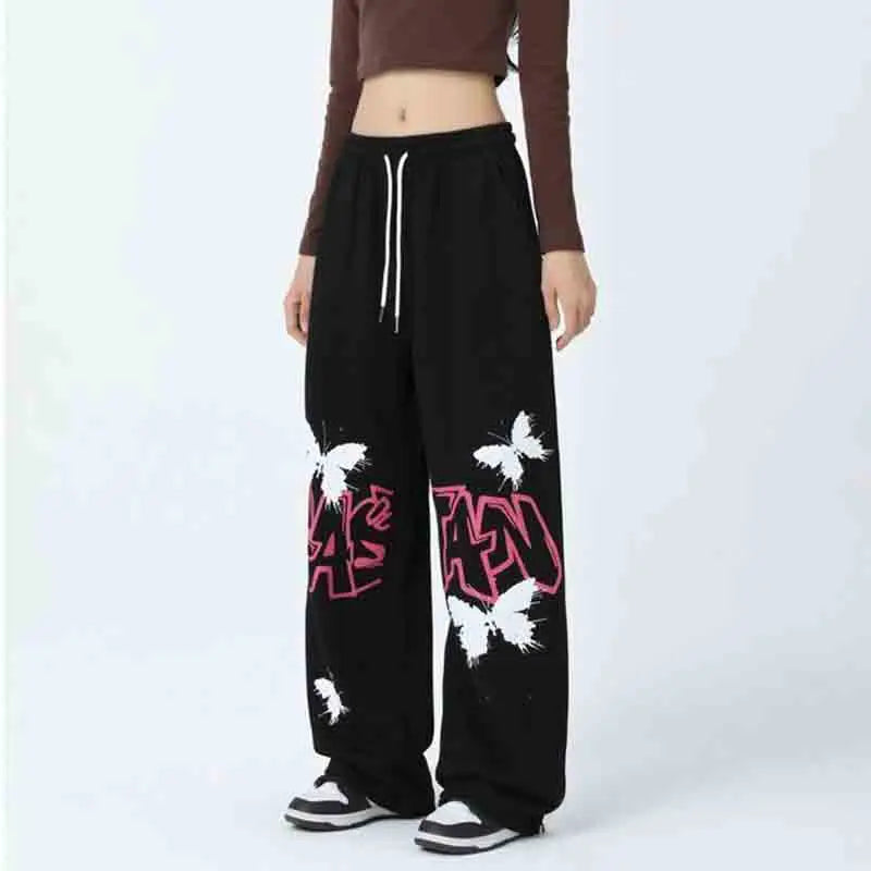 Graffiti Butterfly Print Hip Hop Pants