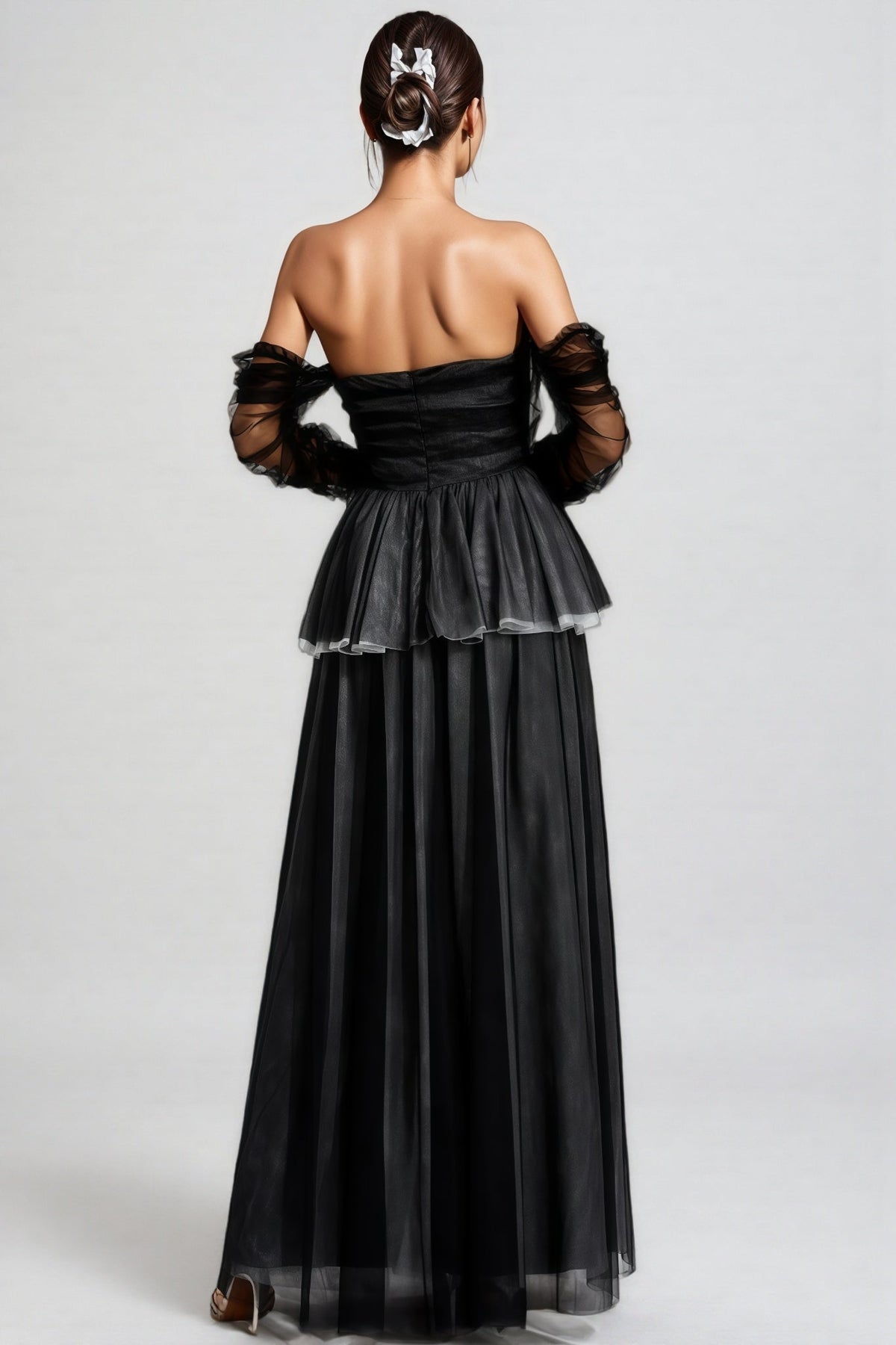Uxley Black Mesh Off Shoulder Maxi Dress - View 3