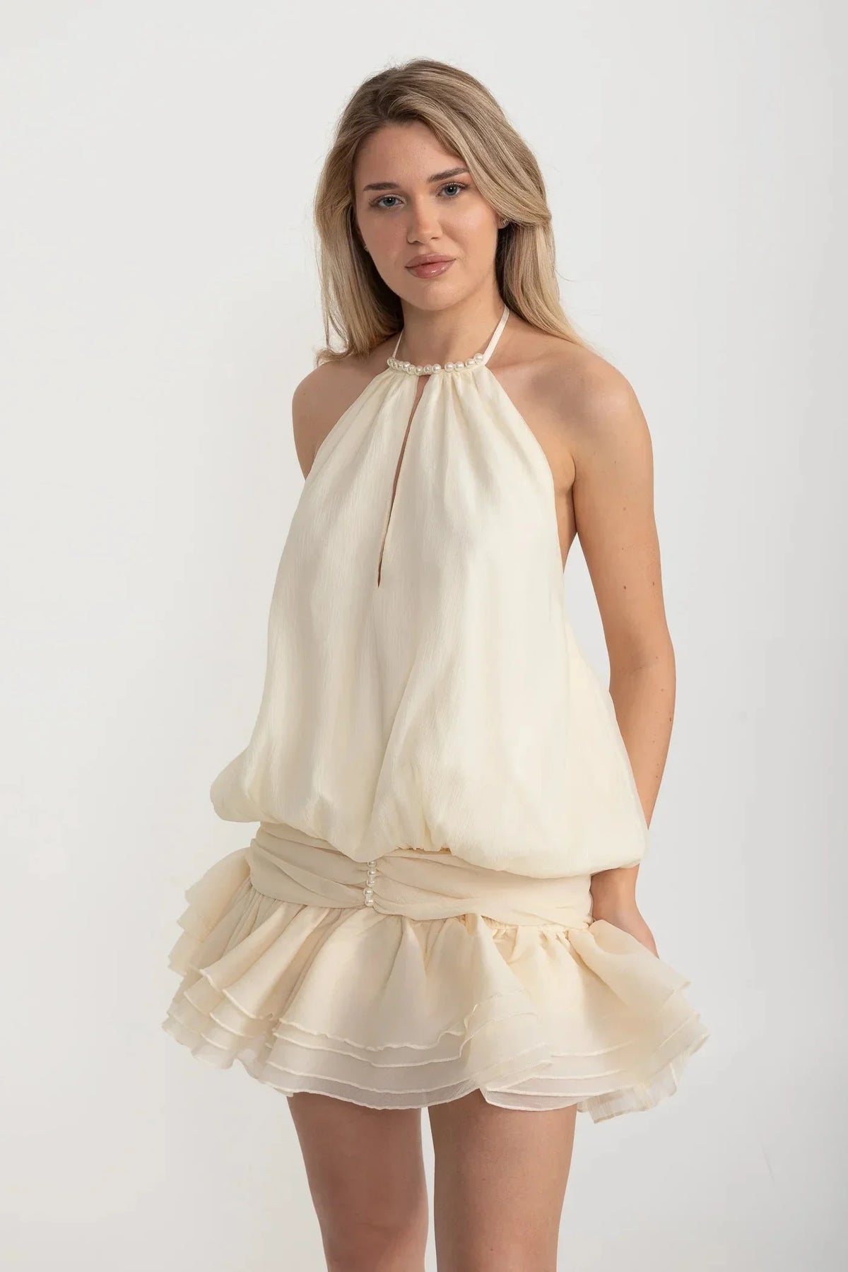 Mini Halter Dress - Ivoire - View 5