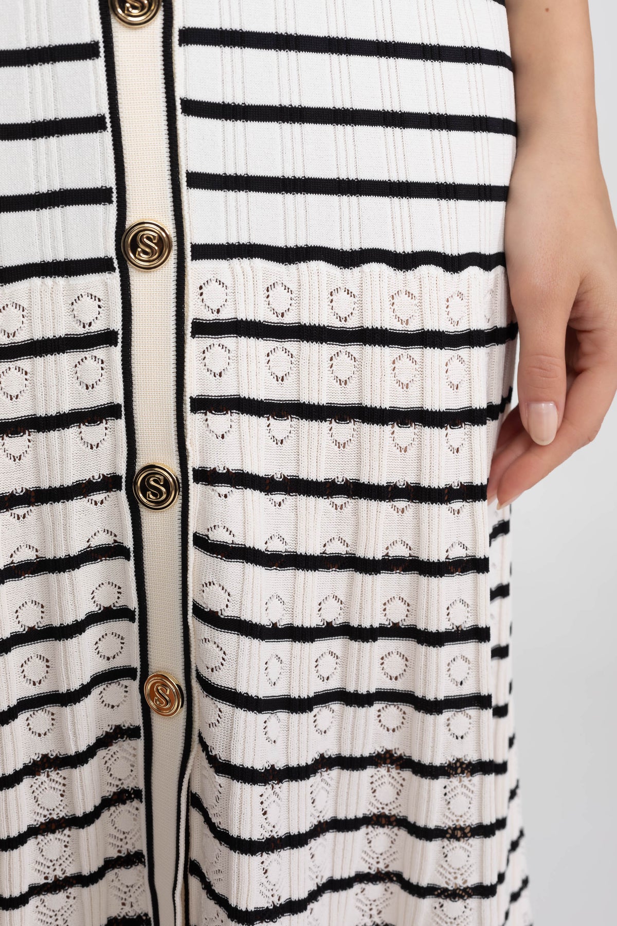 Striped Sleeveless Knit Midi Dress - View 6