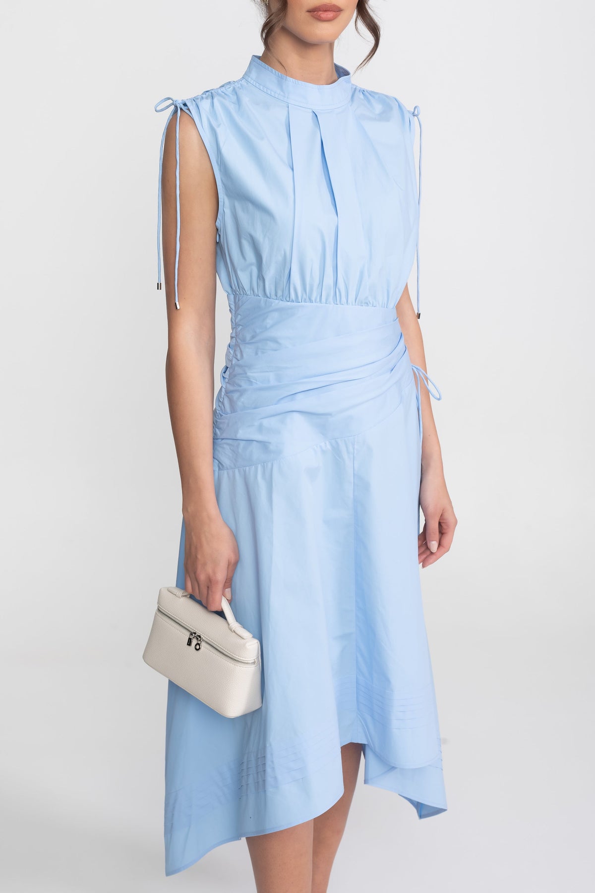 Sleeveless Asymmetric Midi Dress - Light Blue - View 9
