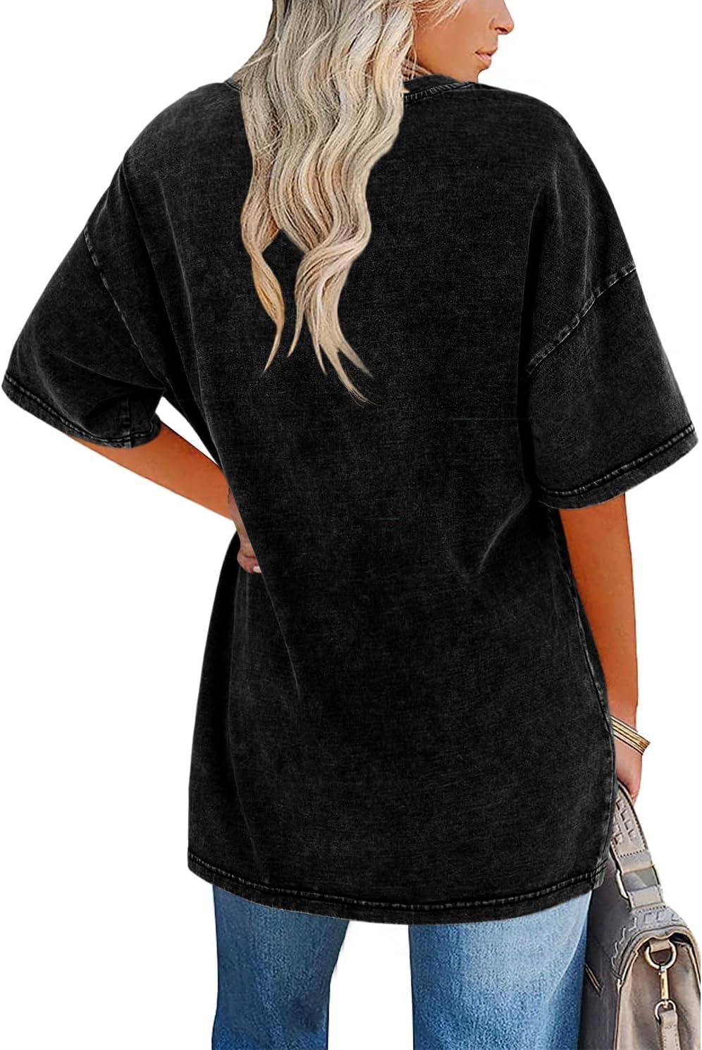 Crew Neck Short Sleeve Oversized Washed T-Shirt 16