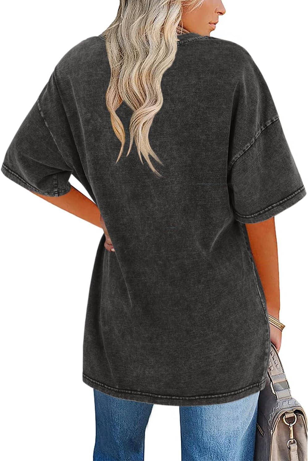 Crew Neck Short Sleeve Oversized Washed T-Shirt 20